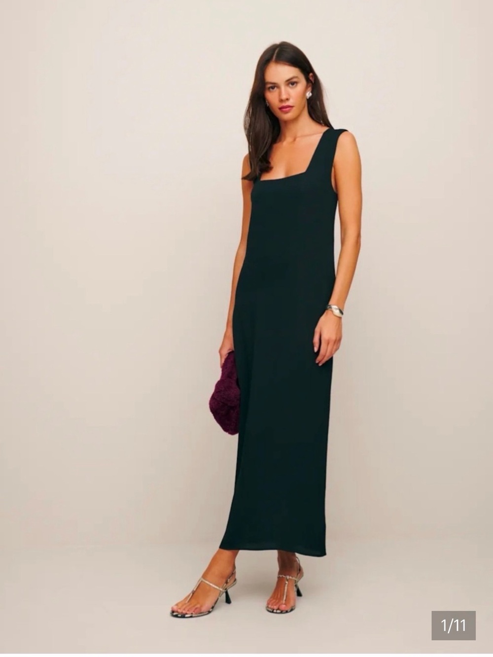 NWT Reformation Sleeveless Black Maxi Dress with Square Neck